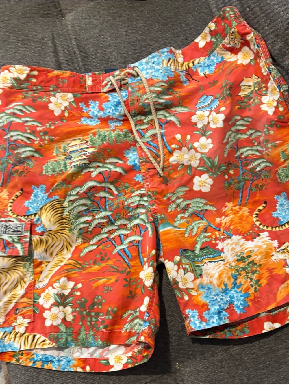 Vintage 90s Polo Ralph Lauren Tiger Floral Board Shorts Vintage